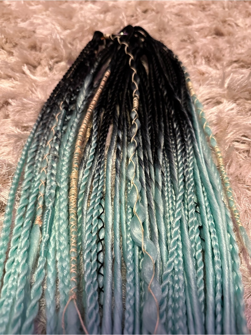 Black to mint blue Ombre premium quality, synthetic dreadlocks